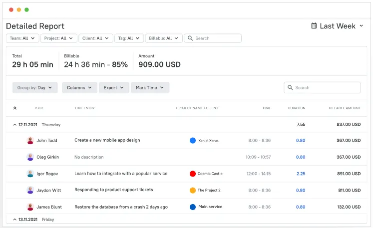 Funzionalità di monitoraggio del tempo di TMetric