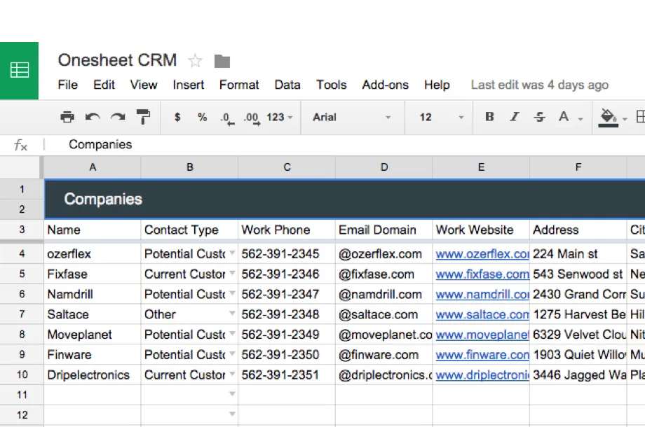 CRM simple par OneSheet CRM