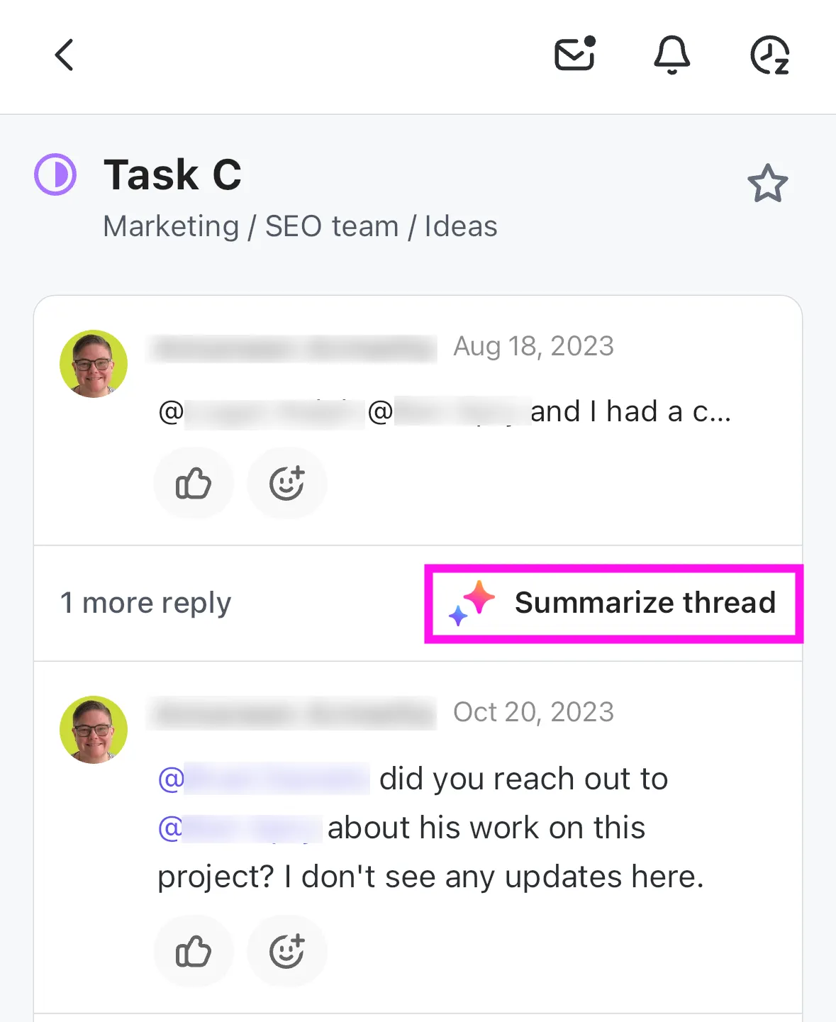 ClickUp Brain para resumir tarefas