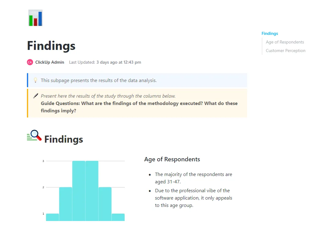 Modèle de rapport d'analyse de données prédéfini de ClickUp