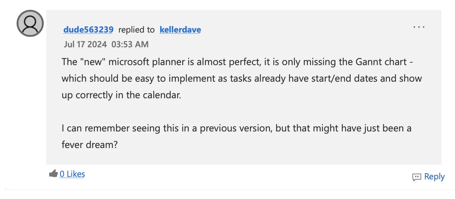 การตรวจสอบคุณสมบัติที่ขาดหายไปในแผนภูมิแกนต์ของ Microsoft Planner