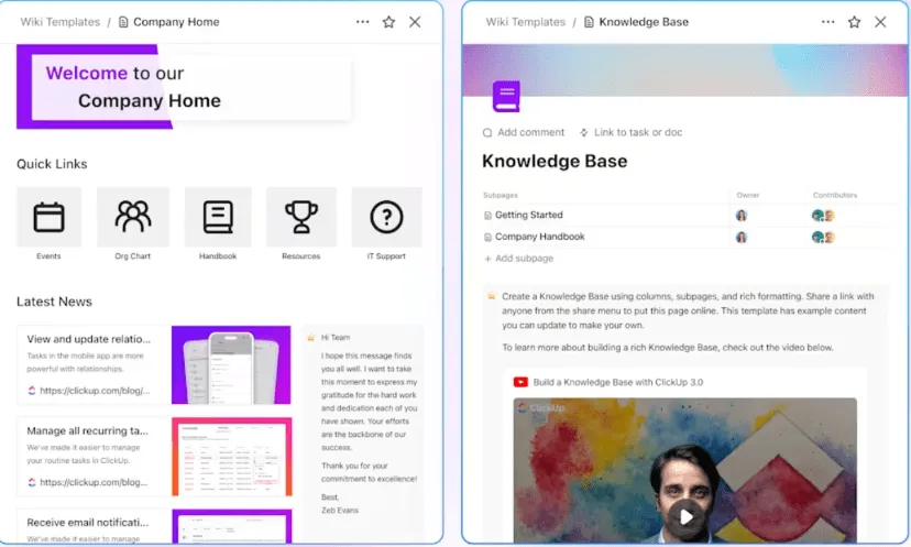 ClickUp Knowledge Management: Template SOP Gudang