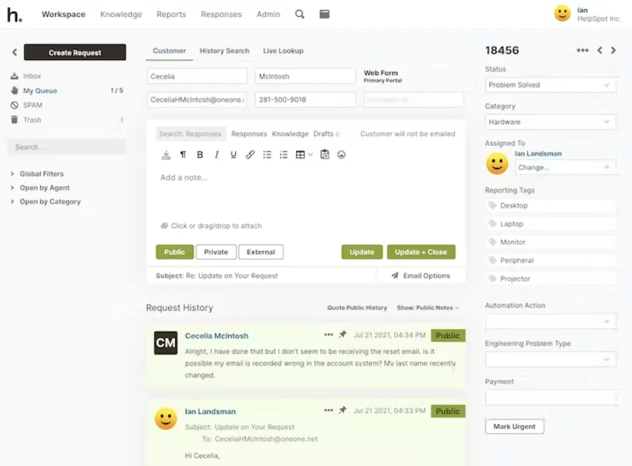 Ticket di assistenza e base di conoscenze in Help Scout