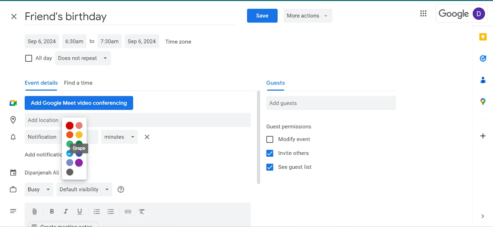 Cómo personalizar Google Calendar: codificar eventos con colores