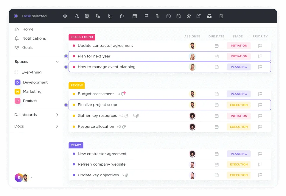 Use as Tarefas do ClickUp para criar ações para aprender habilidades que geram alta renda