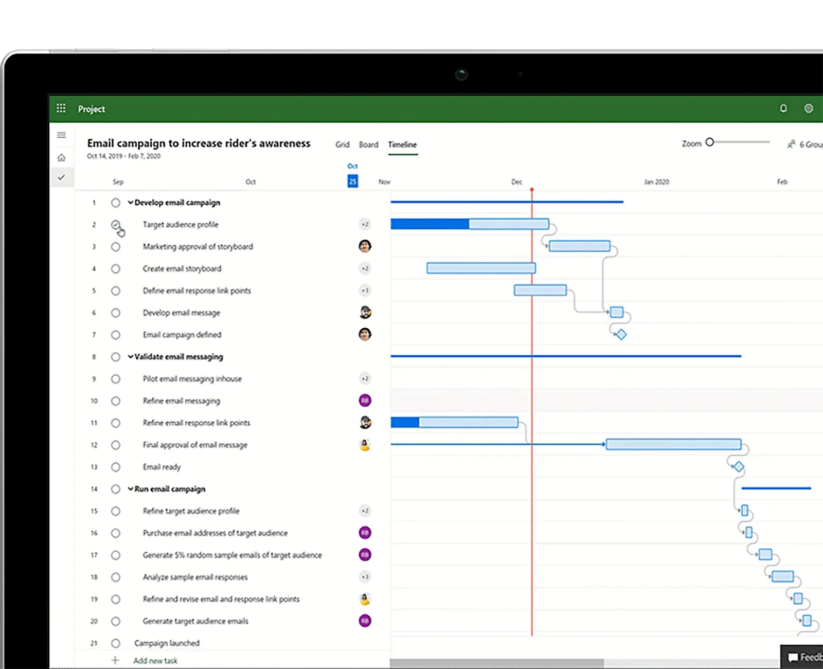 Microsoft Project: software de diagrama de Gantt para macOS que funciona con Microsoft Teams para asignar tareas