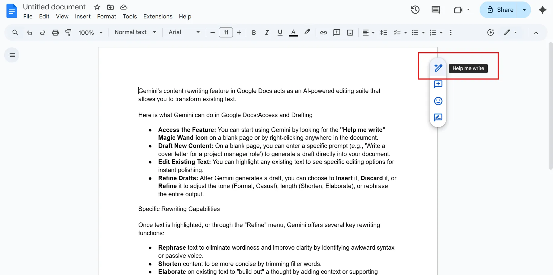 Herramientas de IA en Documentos de Google