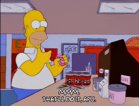 GIF de Homer Simpson à la caisse du magasin