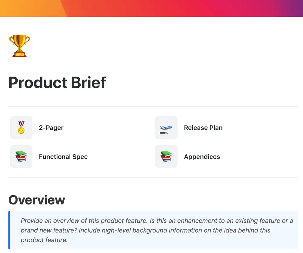 Modèle de document de présentation du produit ClickUp