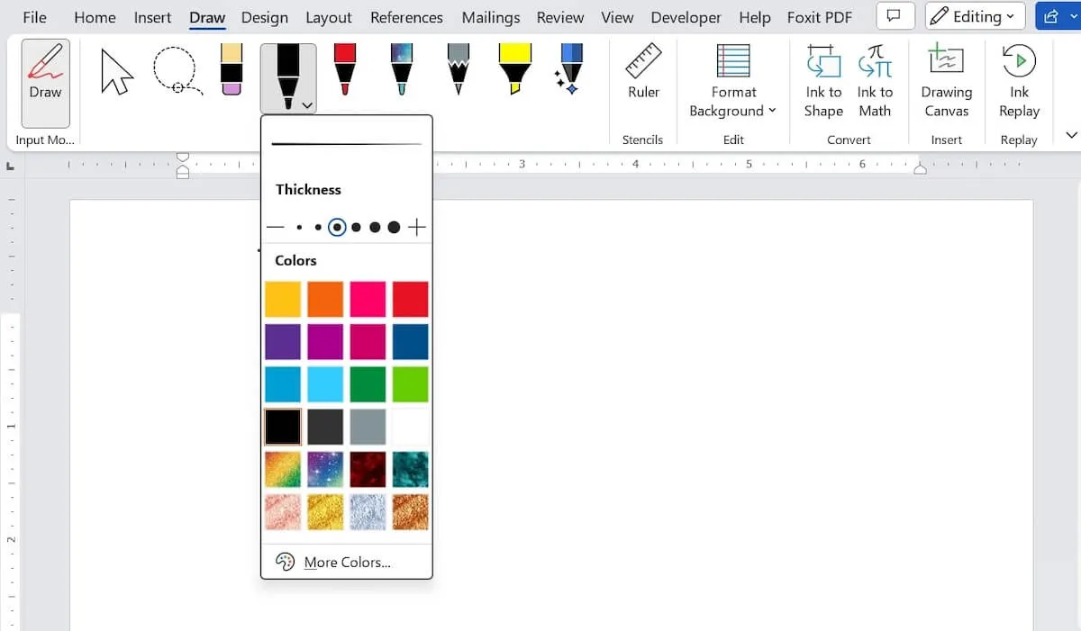 Microsoft Word vs Google Docs: captura de tela do recurso Desenhar do Microsoft Word
