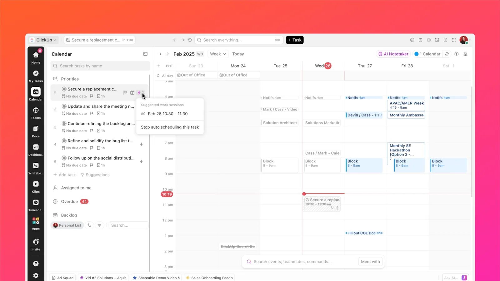 ClickUp Takvim: Okul yöneticilerinin programlarına göre etkinlikleri planlayın