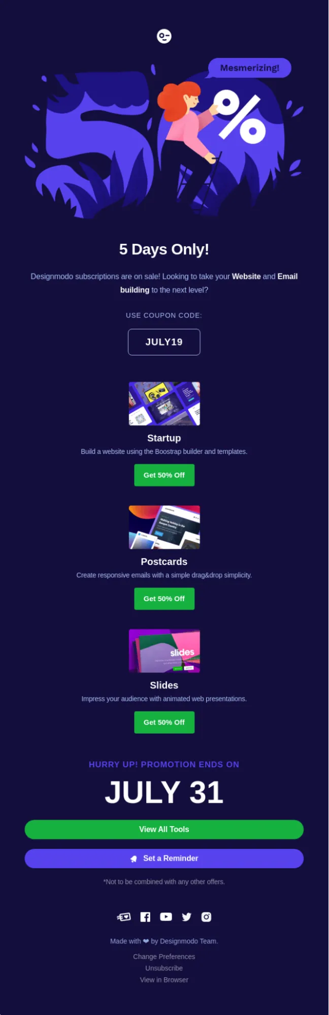 Ví dụ về email của Designmodo