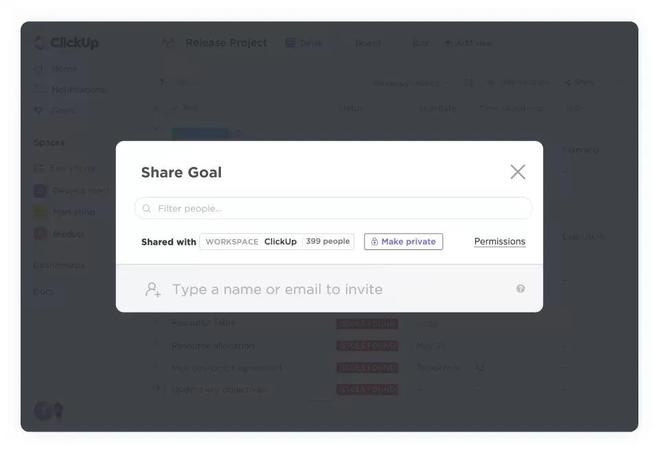 Objectifs ClickUp