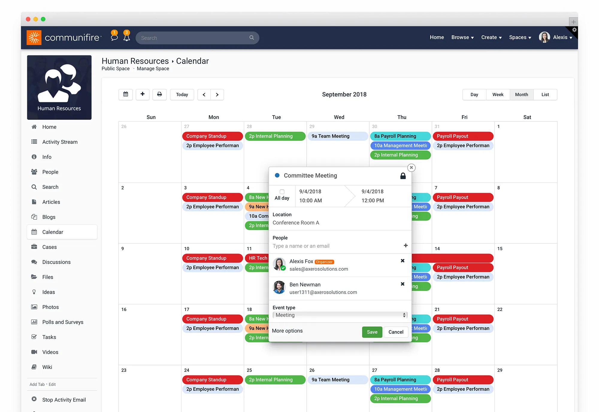 Axero Dashboard: софтуер за интранет CMS