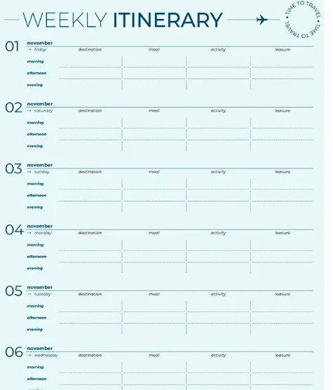 Modèle d'itinéraire de voyage professionnel par GooDocs