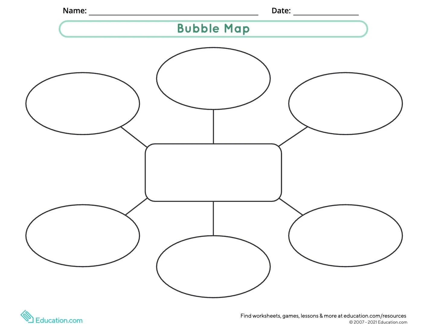 Modèle de feuille de travail pour carte à bulles par Education.com