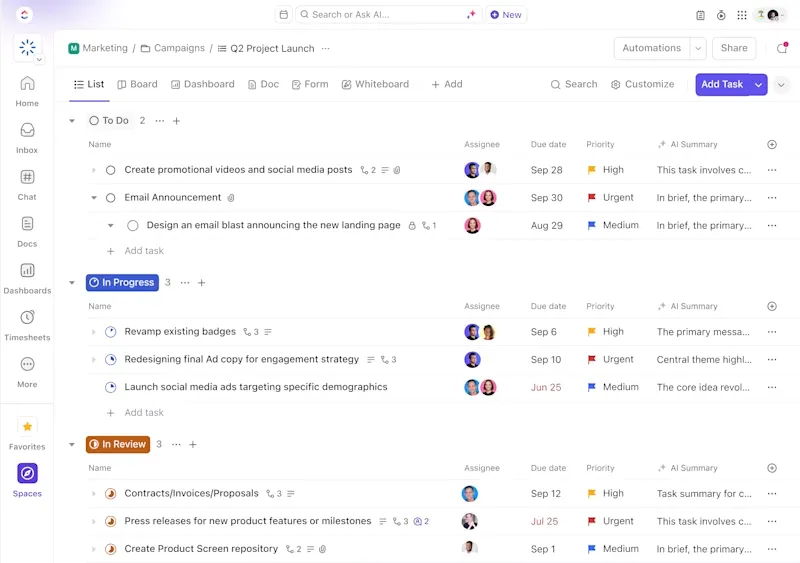 Gestion de projet avec ClickUp