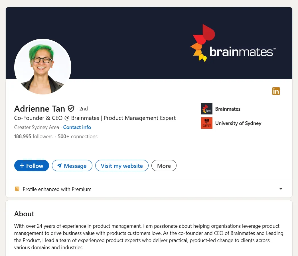 Adrienne Tan professzionális fotója és profilja a LinkedIn-en