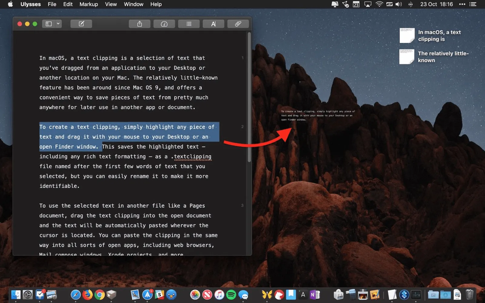 Metni vurgulayarak Macbook'unuza kırpın ve kaydedin