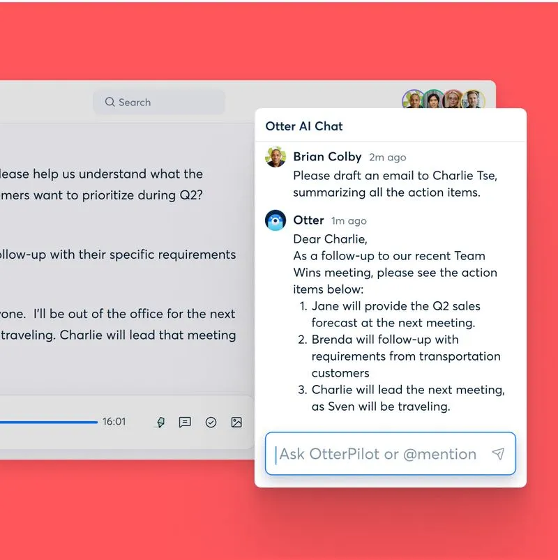 Generazione di contenuti IA con Otter AI