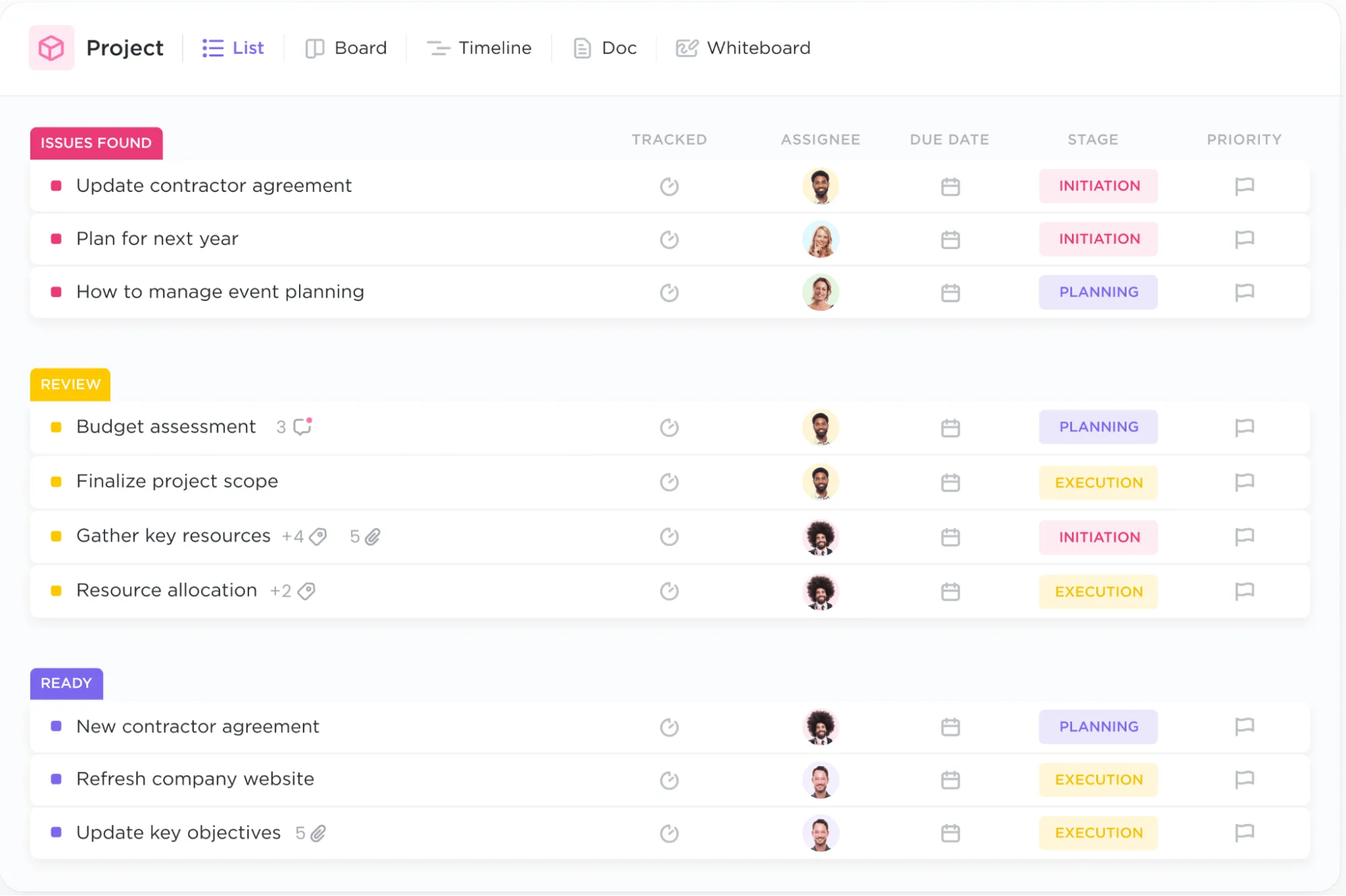 Software de gerenciamento do ciclo de vida: ClickUp Lists