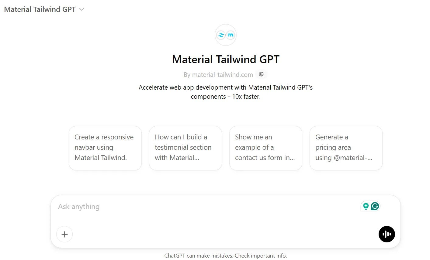 Materiale Tailwind GPT