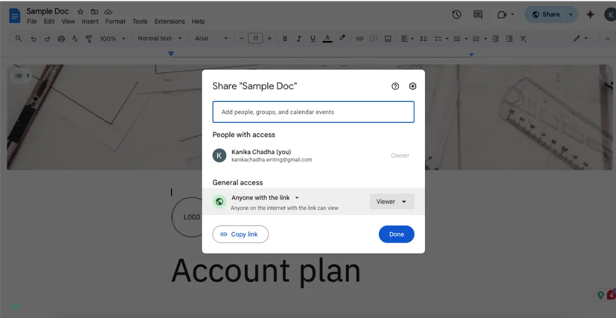 Google Docs 인터페이스