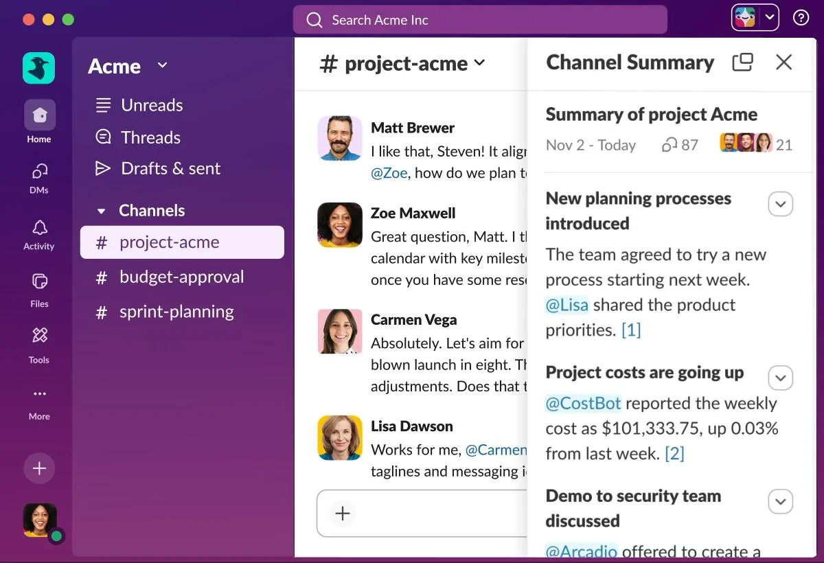 Chat Slack: alternativa k Pumble