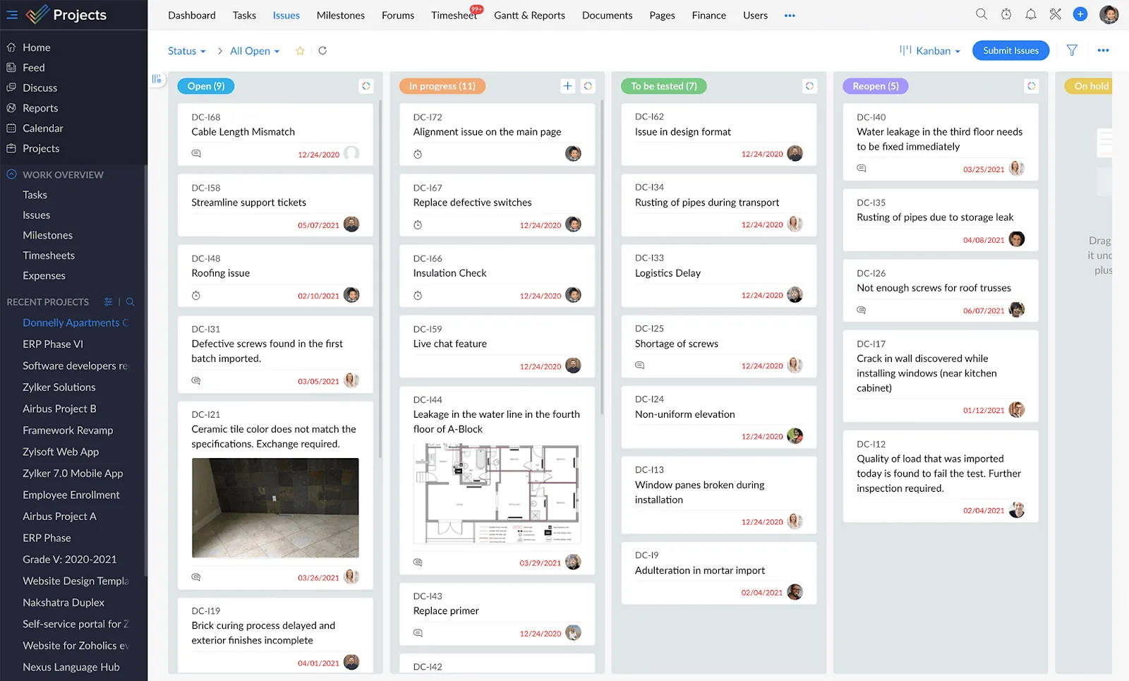 Zoho Projects: ferramenta Kanban