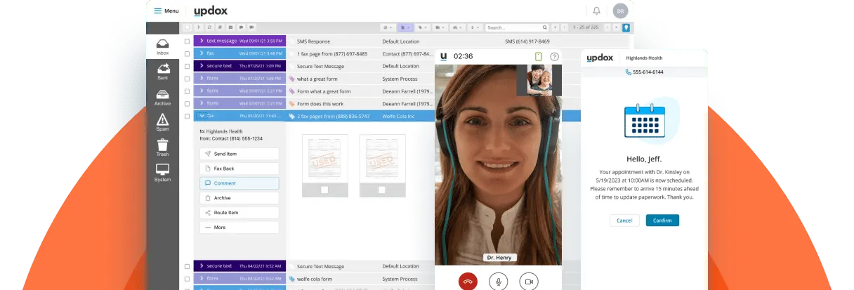 Updox'un ekran görüntüsü - video sohbet ve diğer özellikler