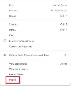Opzione Ispeziona