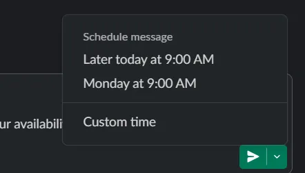 Ajusta la hora para los mensajes programados en Slack.