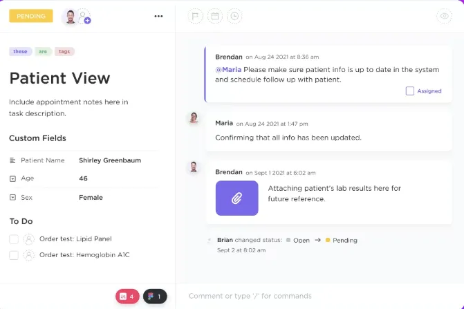 Herramientas de IA que cumplen con la HIPAA: ClickUp: ideal para la gestión segura de proyectos y flujos de trabajo en el ámbito sanitario.