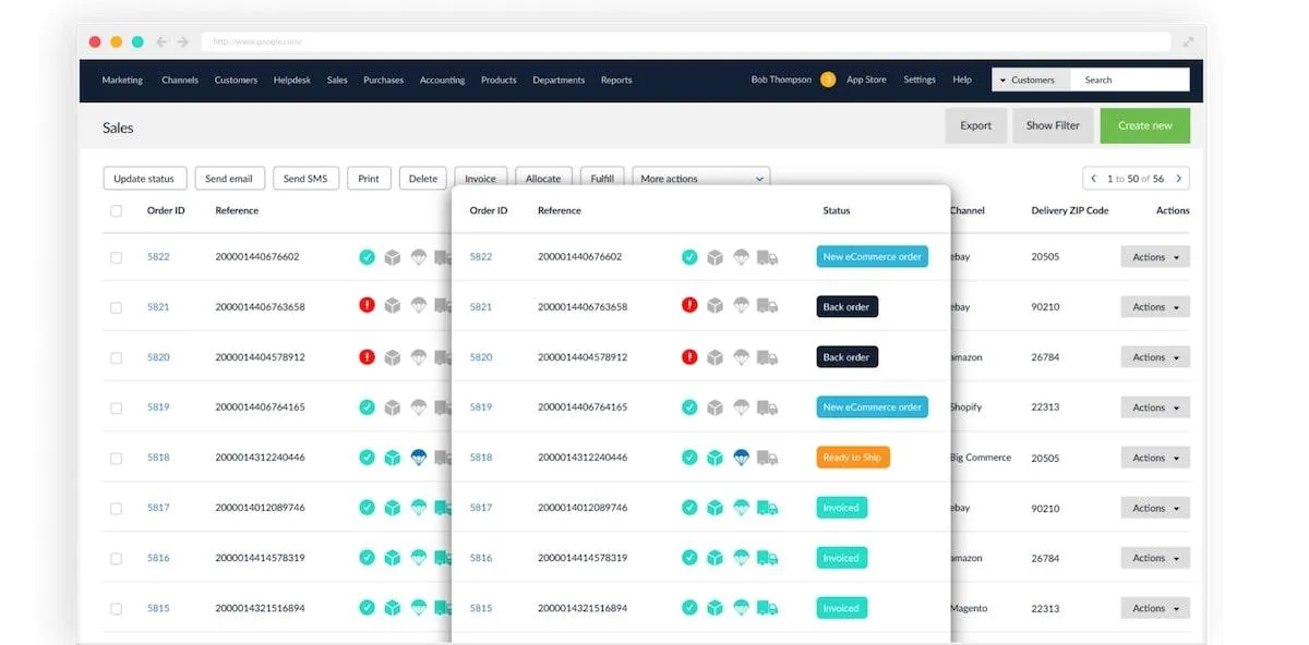 Recurso de inventário de vendas do Brightpearl