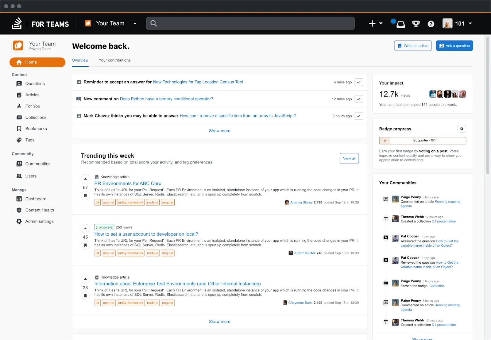 Stack Overflow pro týmy
