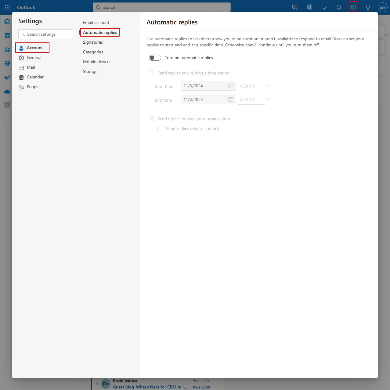 Como configurar a ausência do escritório no Outlook: Abra o Outlook e navegue até as configurações