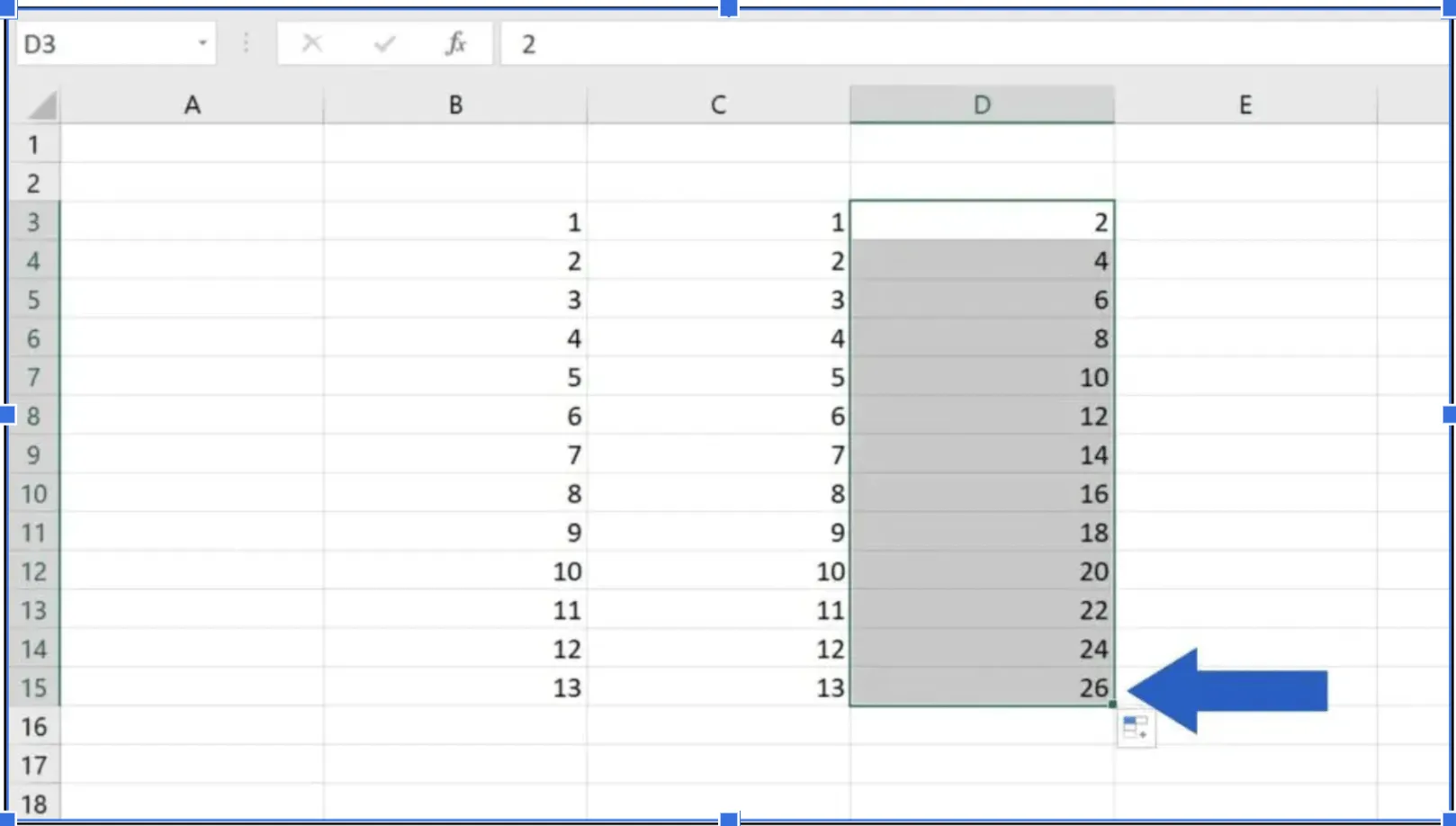 Tự động điền trong Excel