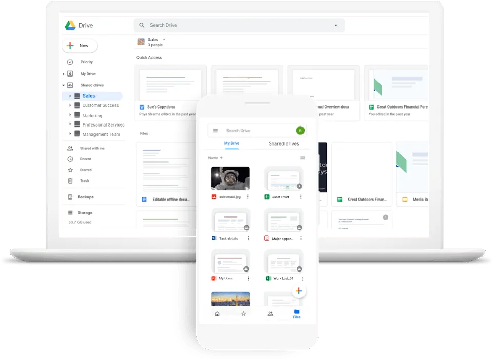 Exemplo de produto do Google Drive