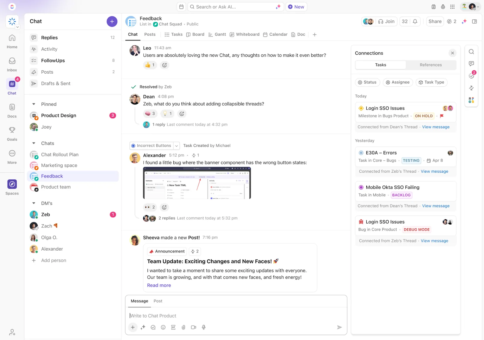 ClickUp chatten: Procesverbetering projectmanagement