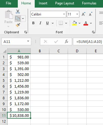 Sayıları toplama: Excel hile sayfası