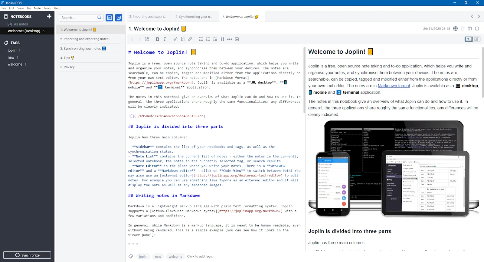 Joplin: alternativa a Samsung Notes