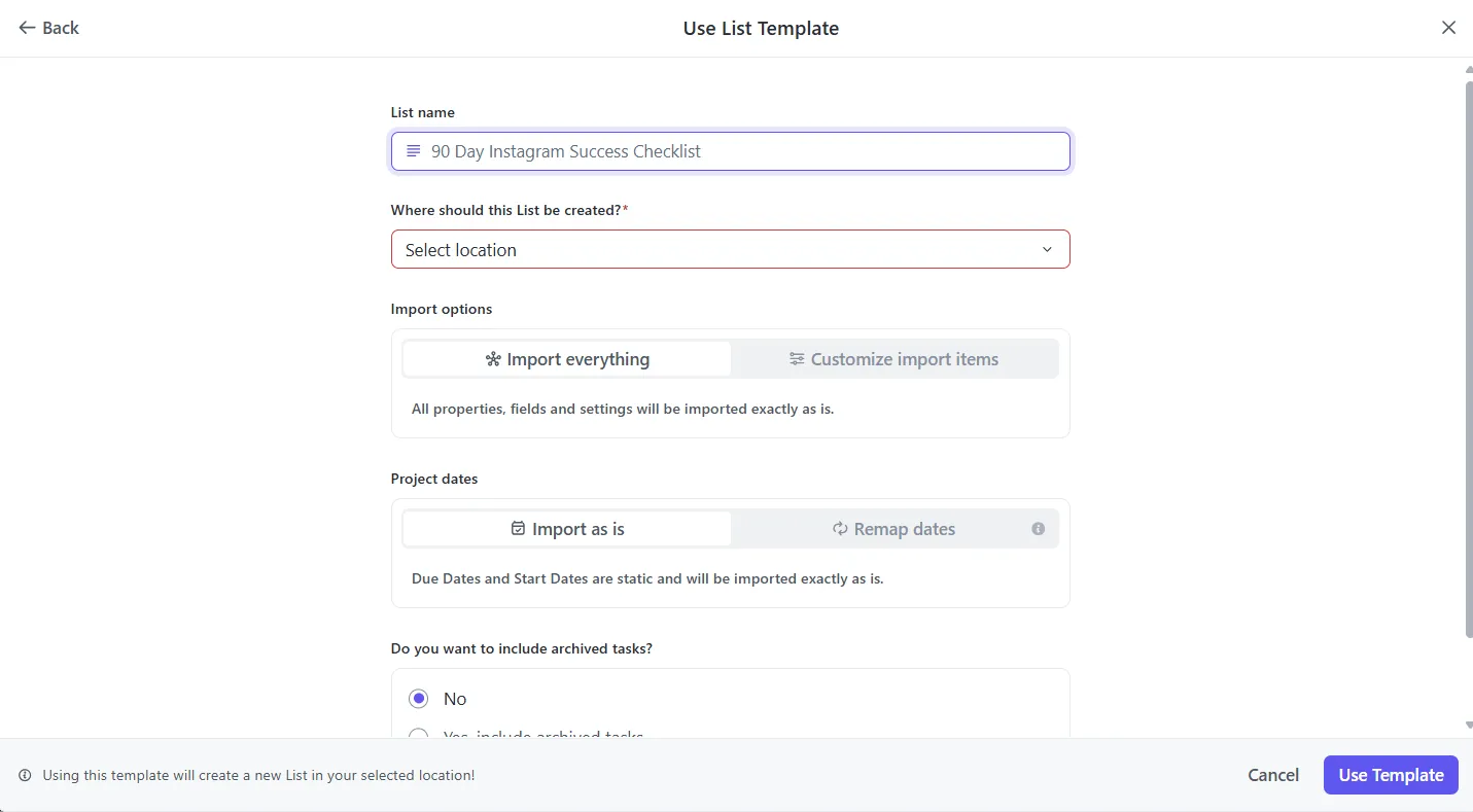 Salva modello ClickUp: come creare un modello in Word