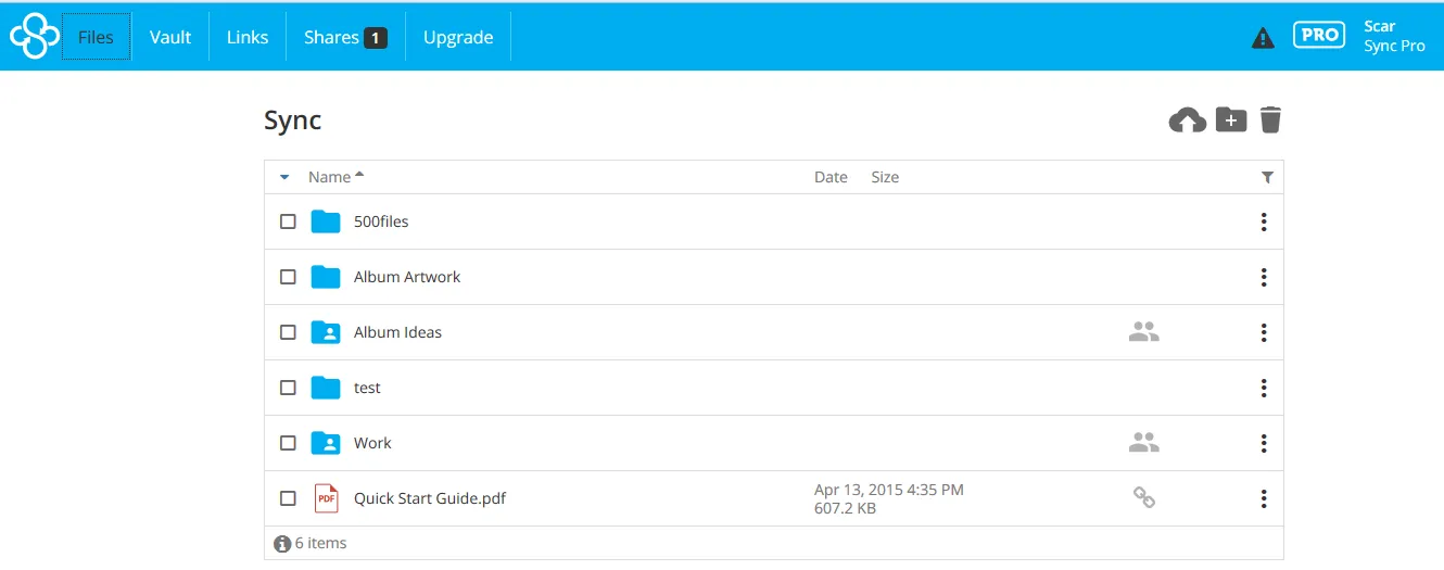 Alternativa ao Google Drive: painel do Sync.com