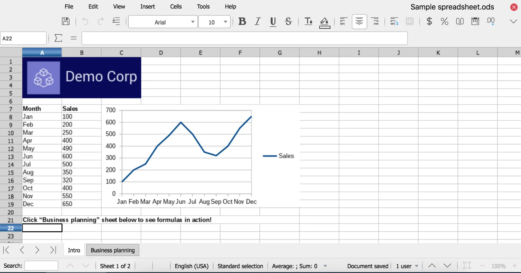 LibreOffice Calc'ın ekran görüntüsü