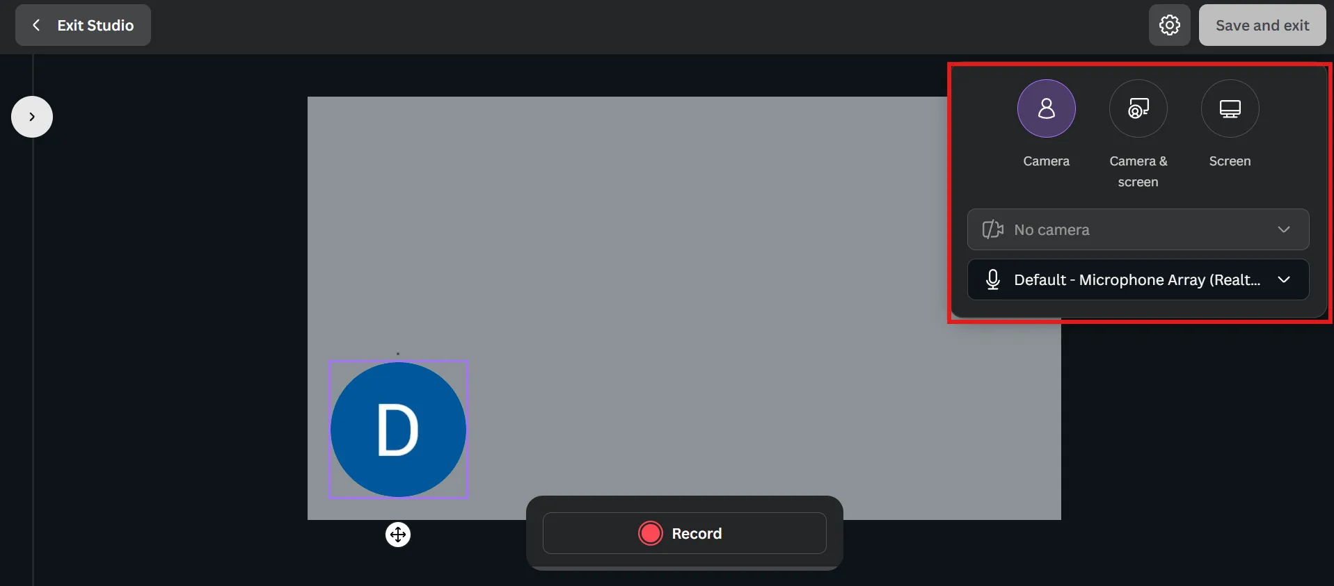 Choisissez ce que vous souhaitez enregistrer : Comment enregistrer votre écran sur Canva