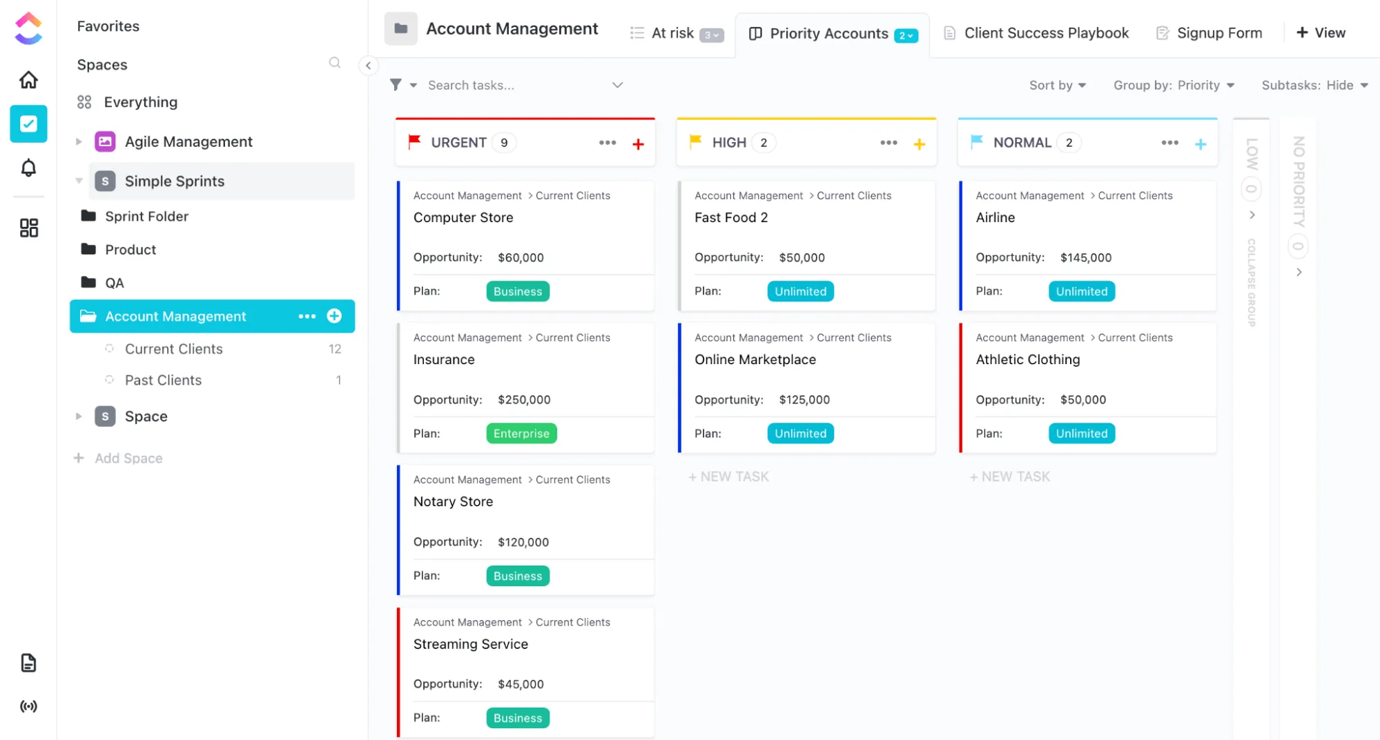 ClickUp-Vorlage für das Kundenmanagement
