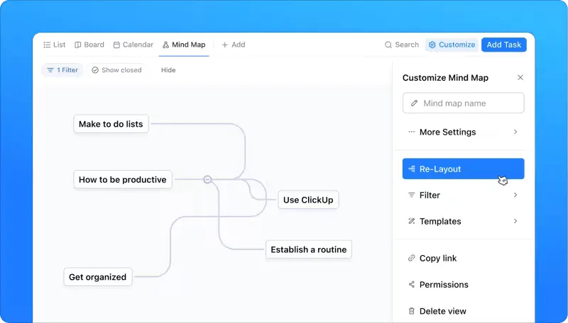 Fonctionnalité de disposition ClickUp