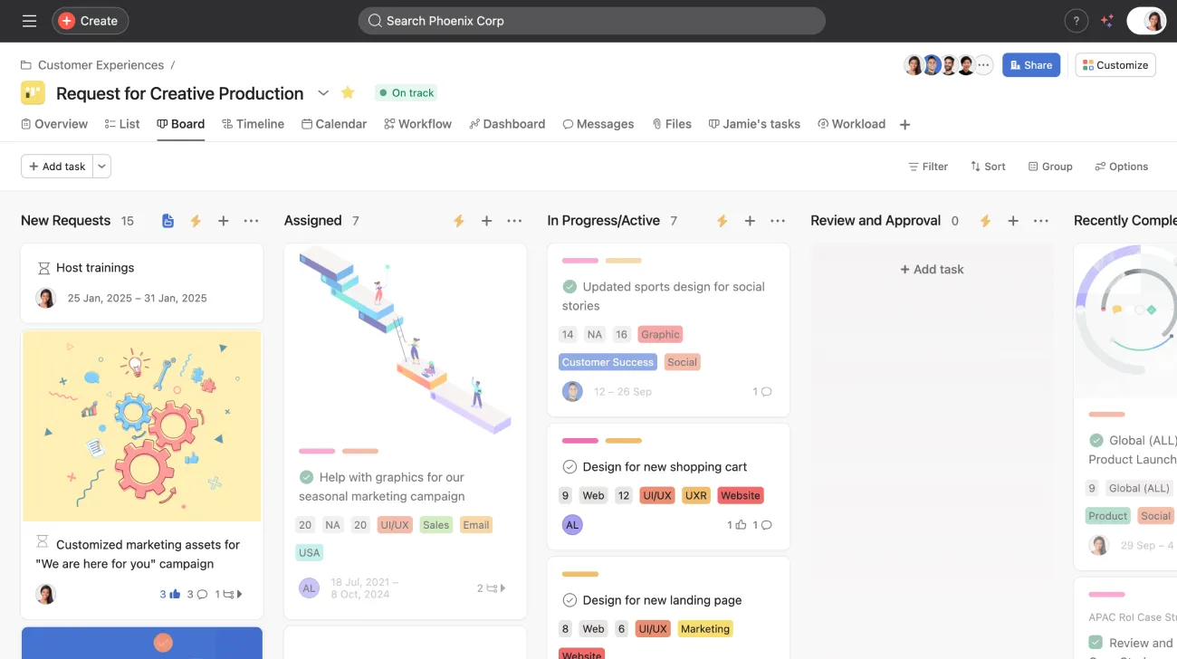 Asana-Board-Ansicht: Agile-Tools