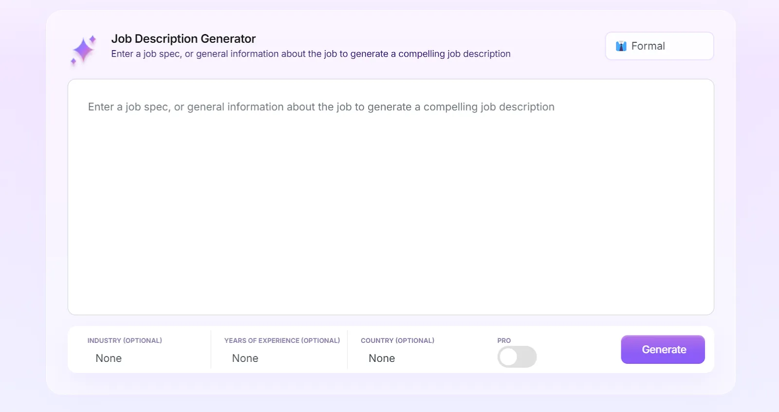 Jobdescription.ai: generatore di descrizioni di lavoro basato sull'IA