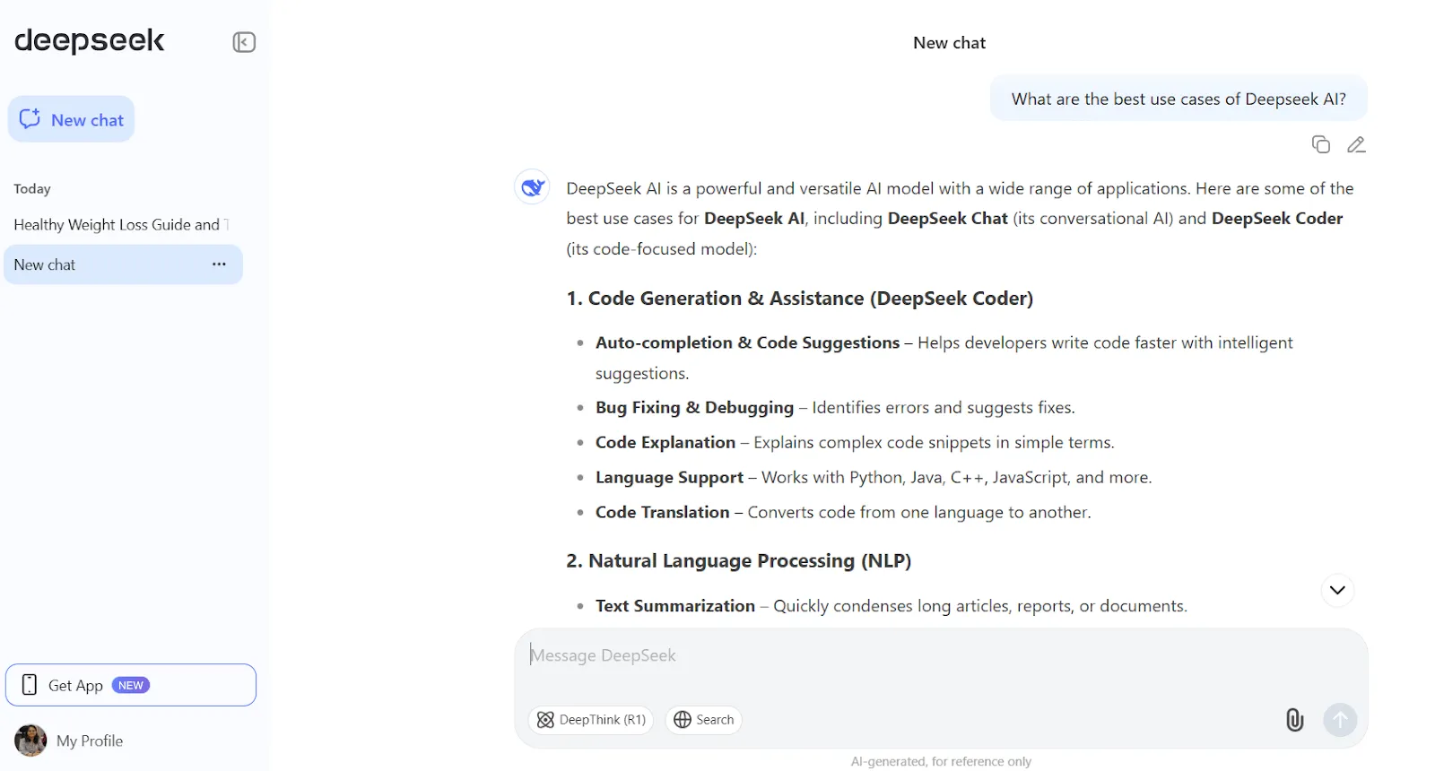 لوحة معلومات DeepSeek: بديل Poe AI